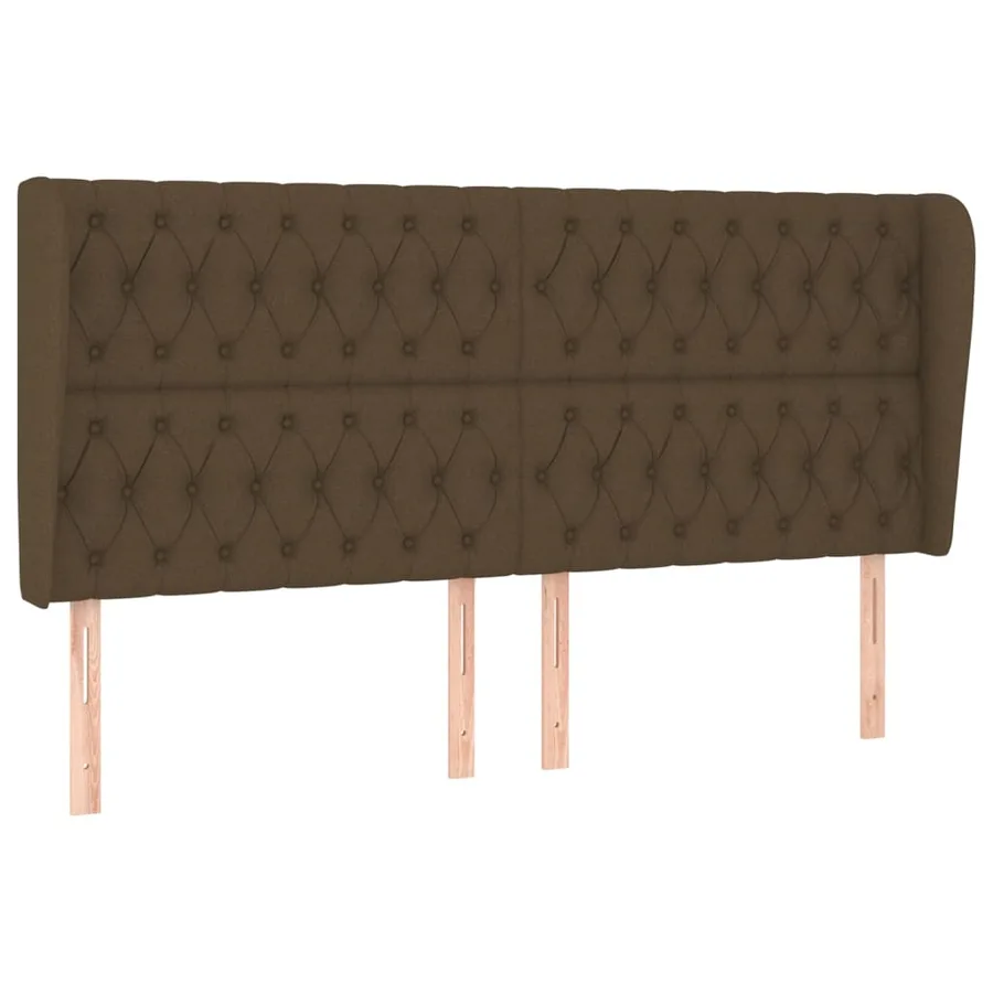 Tête de lit avec oreilles Marron foncé 183x23x118/128 cm Tissu - 2