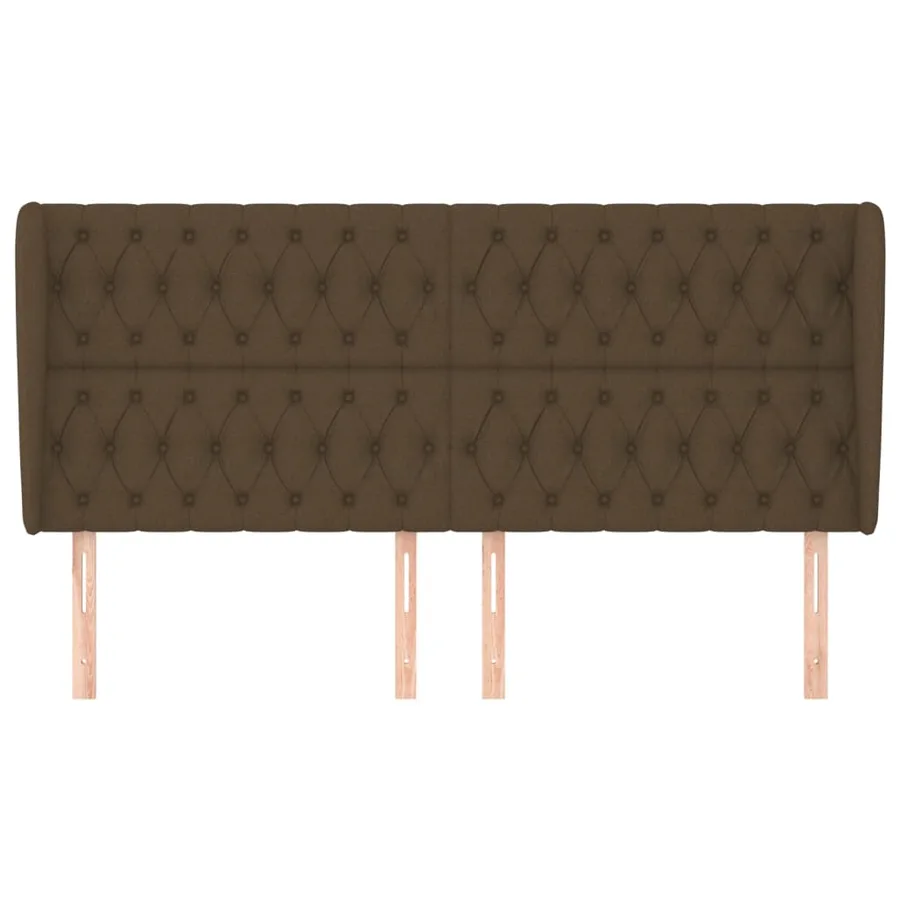 Tête de lit avec oreilles Marron foncé 183x23x118/128 cm Tissu - 3