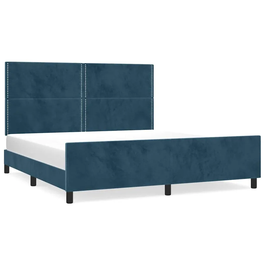 Cadre de lit sans matelas bleu foncé 160x200 cm velours - 2