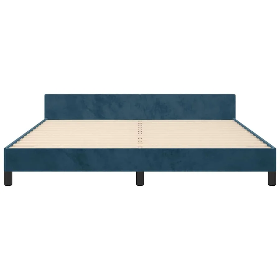 Cadre de lit sans matelas bleu foncé 160x200 cm velours - 6