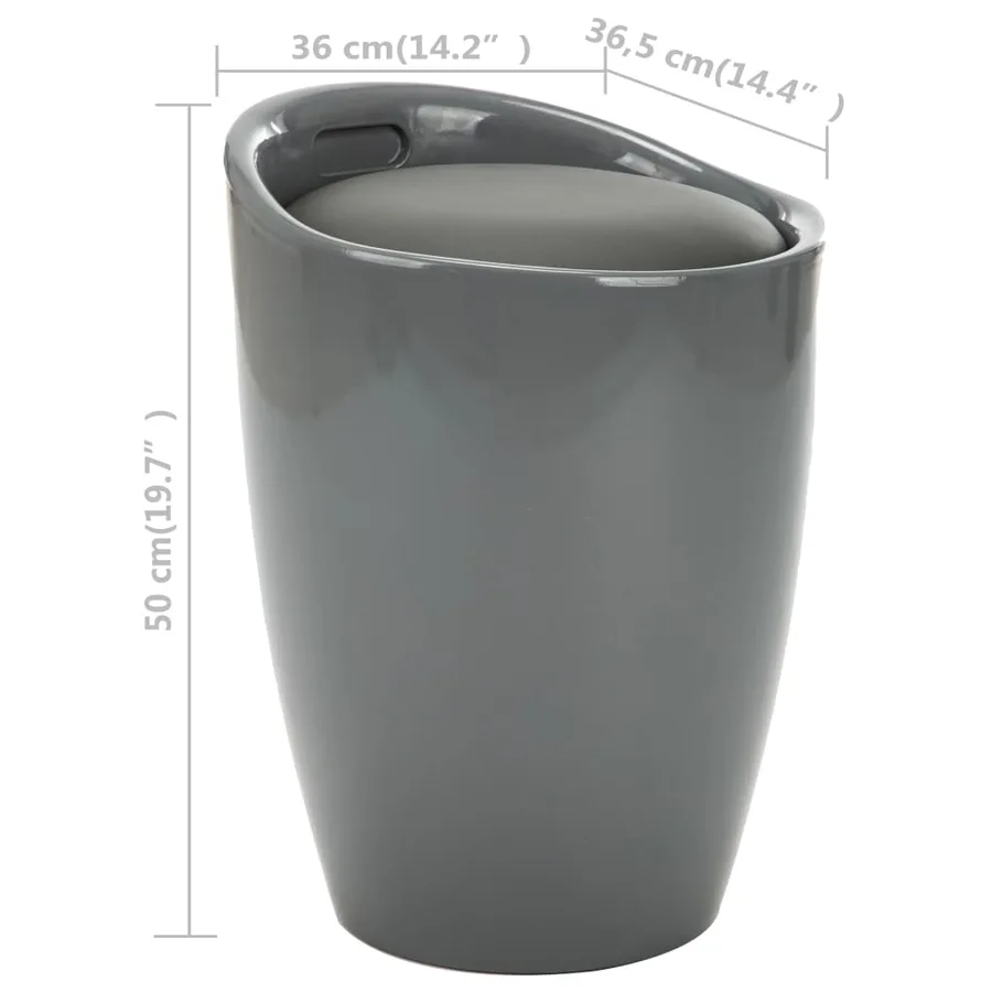 Tabouret de rangement Gris Similicuir - 6