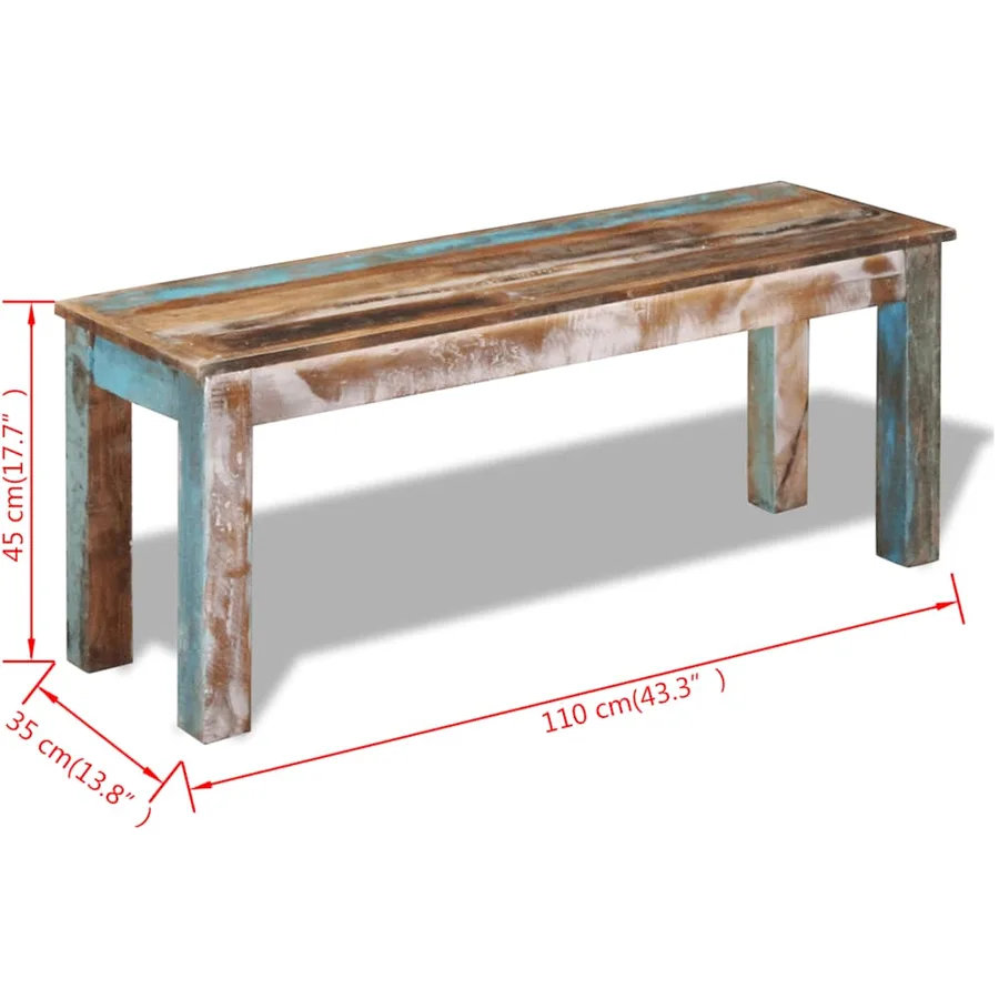 Banc 110x35x45 cm Bois de récupération massif - 10