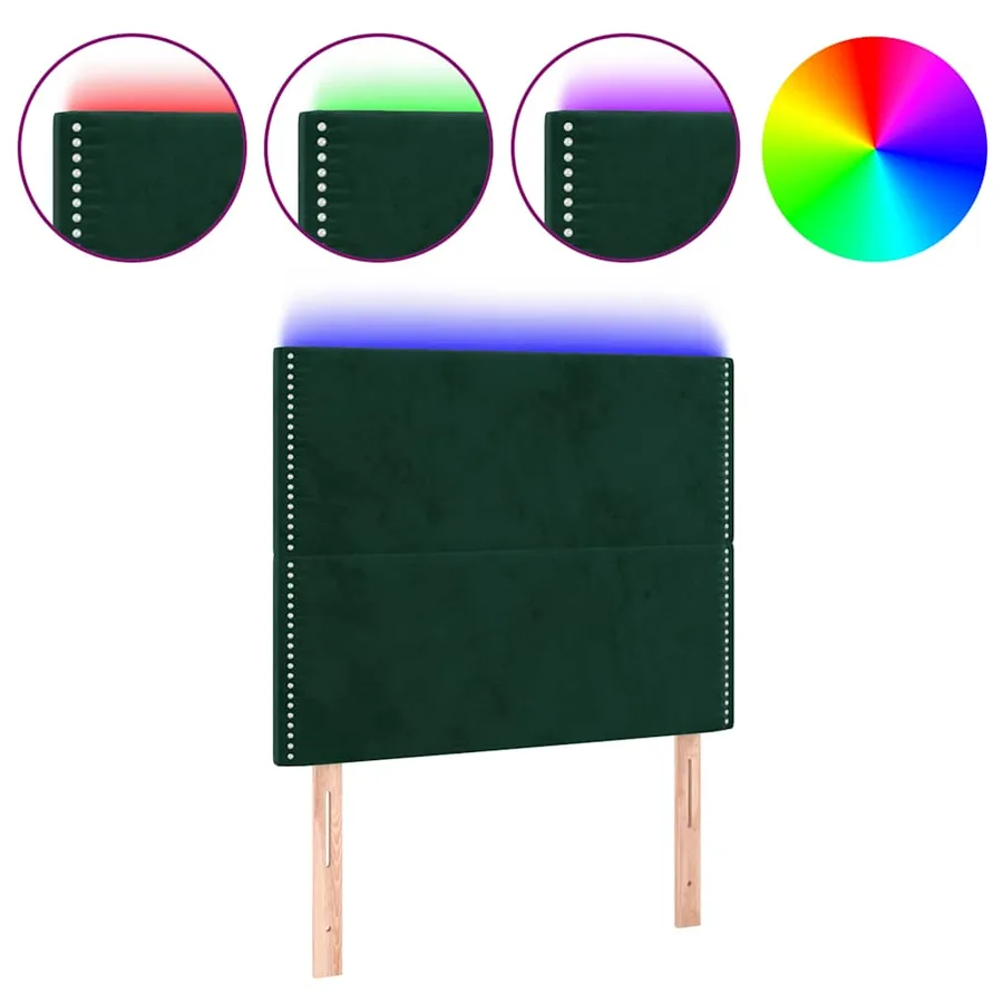 Tête de lit à LED Vert foncé 90x5x118/128 cm Velours - 2