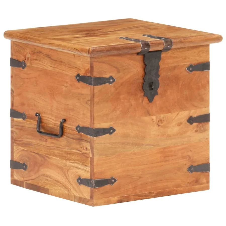 Coffre 40x40x40 cm Bois d'acacia solide - 11