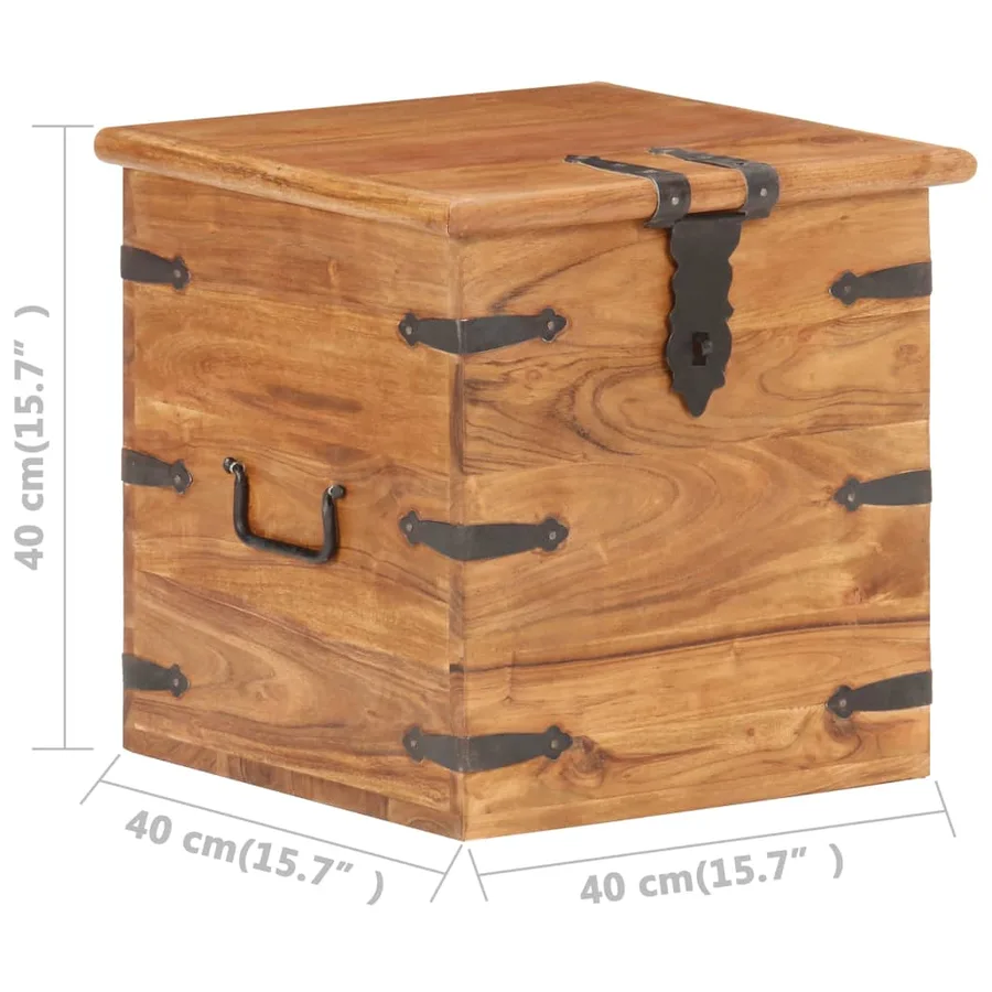 Coffre 40x40x40 cm Bois d'acacia solide - 8