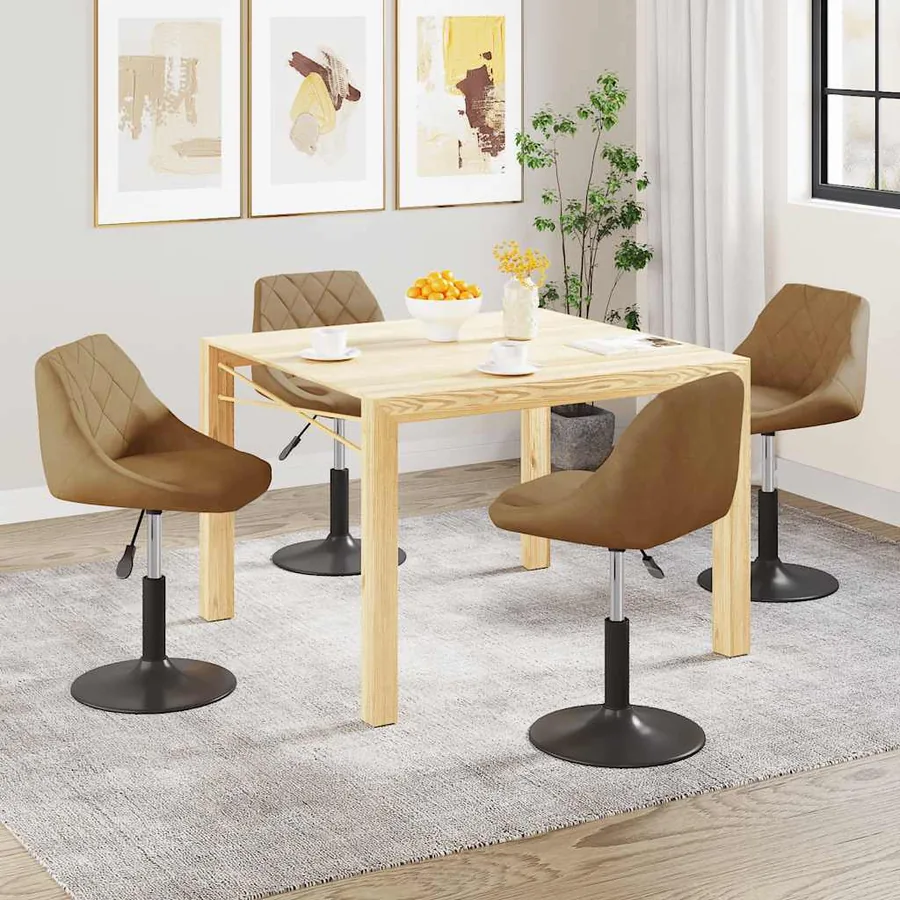 Chaises pivotantes à manger lot de 4 marron velours