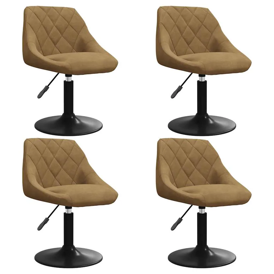 Chaises pivotantes à manger lot de 4 marron velours - 2