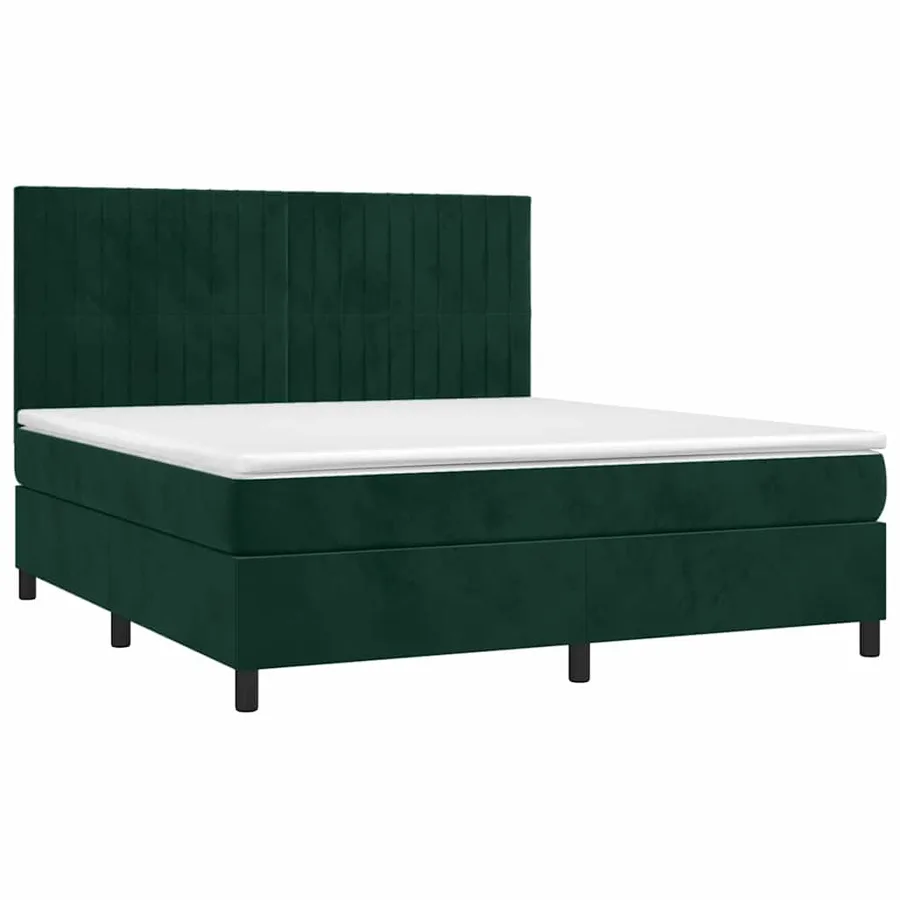 Sommier à lattes de lit matelas et LED Vert foncé 160x200 cm - 3
