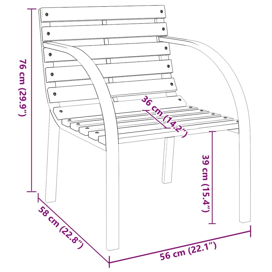 Chaises de jardin lot de 2 Bois - 9