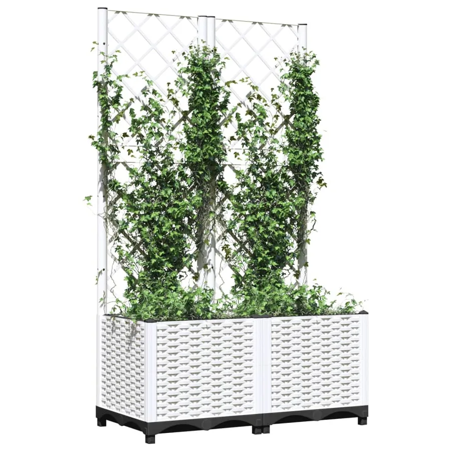 Jardinière avec treillis Blanc 80x40x136 cm PP - 7