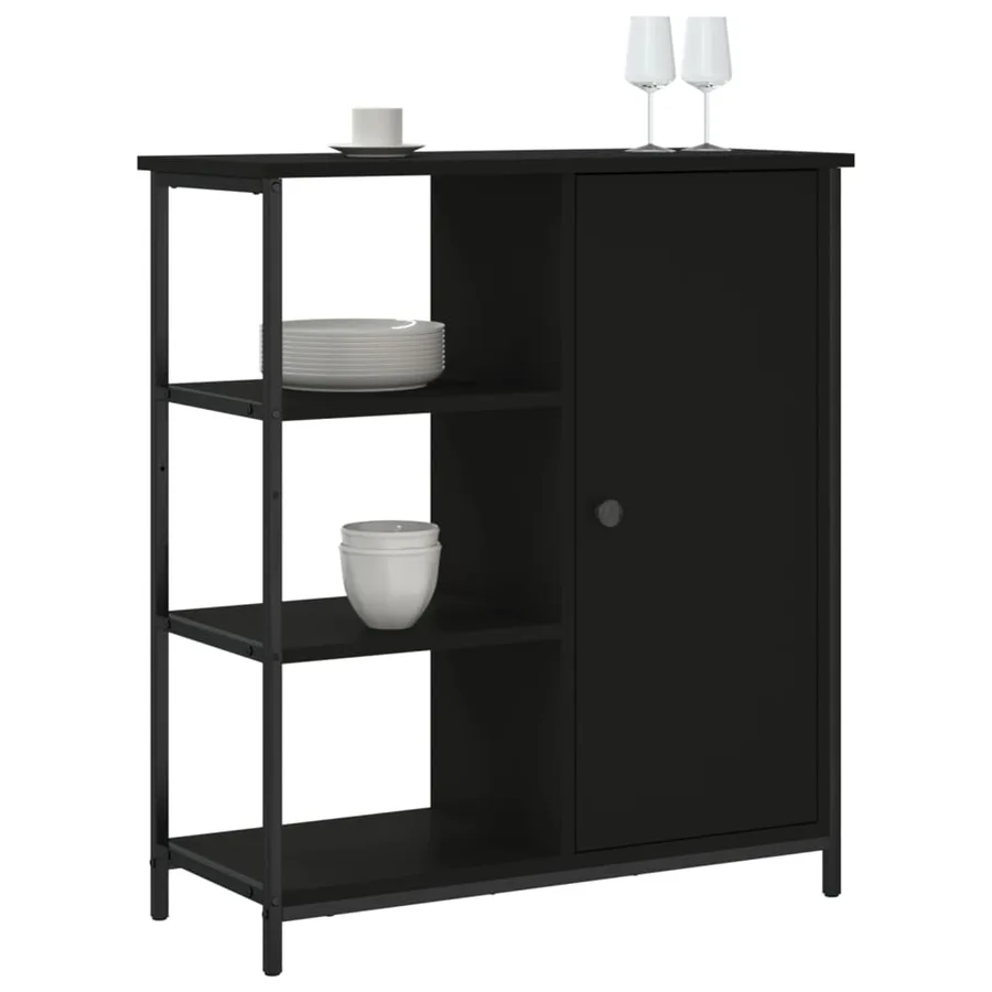 Buffet noir 70x30x80 cm bois d'ingénierie - 3