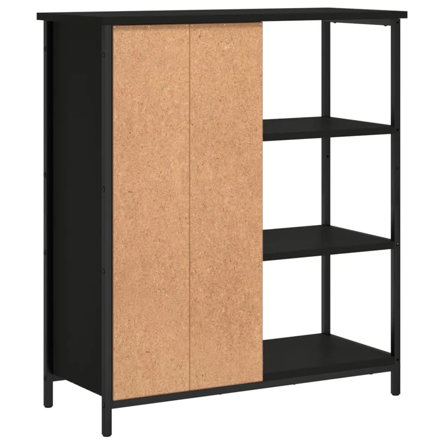 Buffet noir 70x30x80 cm bois d'ingénierie - 8