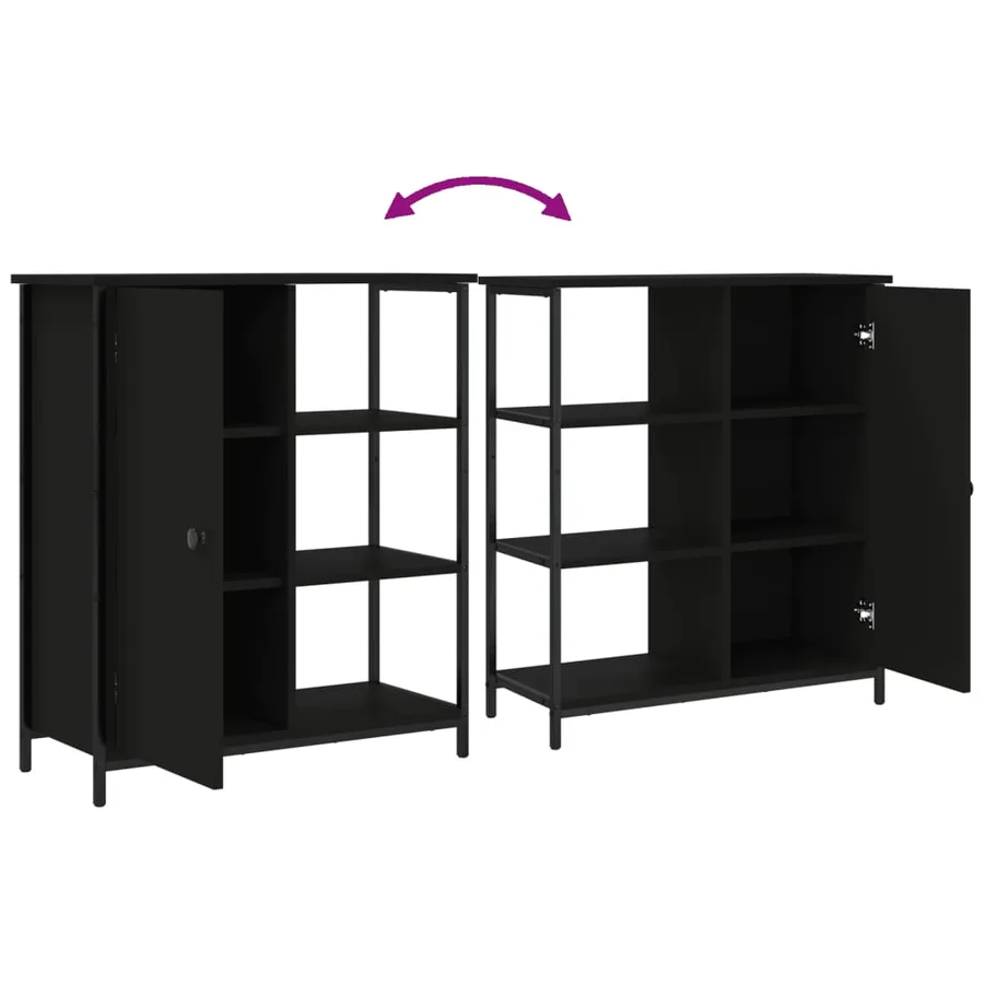 Buffet noir 70x30x80 cm bois d'ingénierie - 9