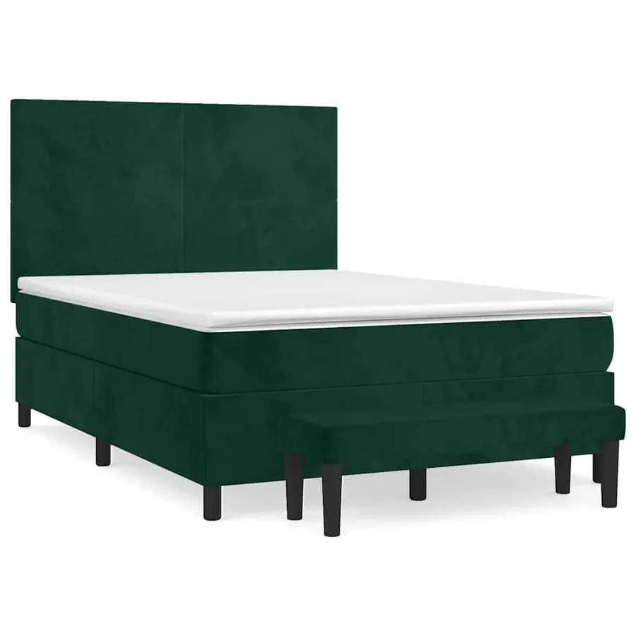 Sommier à lattes de lit et matelas Vert foncé 140x190cm Velours - 2