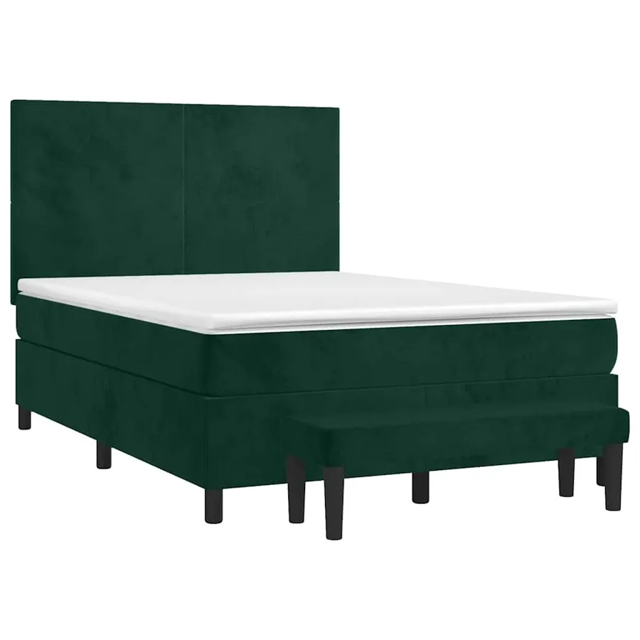 Sommier à lattes de lit et matelas Vert foncé 140x190cm Velours - 3