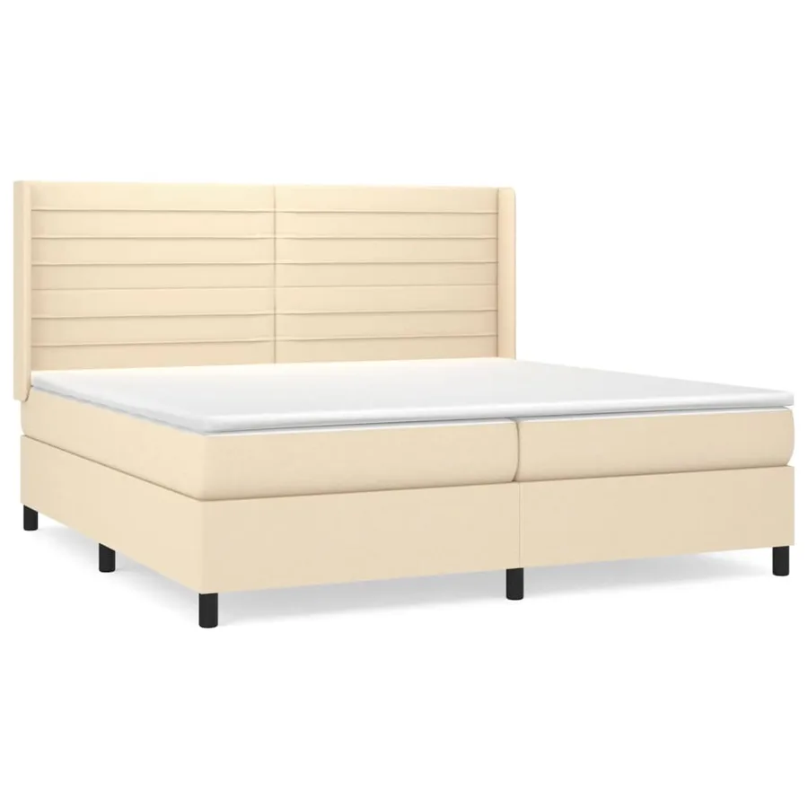 Sommier à lattes de lit avec matelas Crème 200x200 cm Tissu - 2