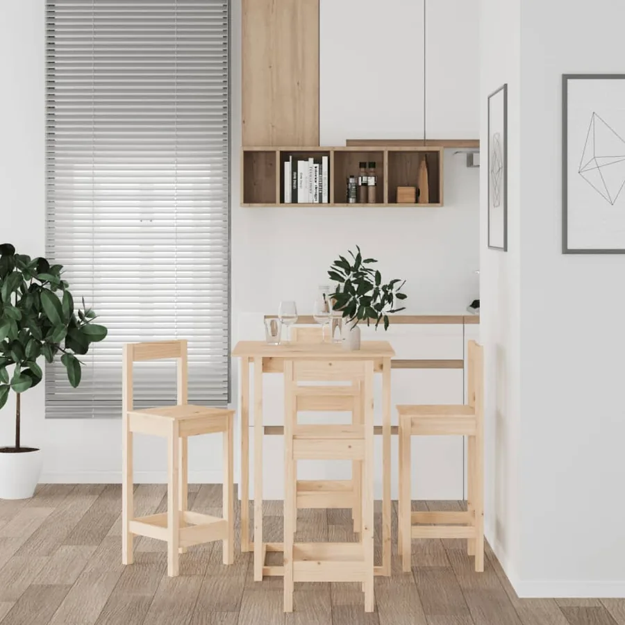 Ensemble de bar 5 pcs Bois de pin massif