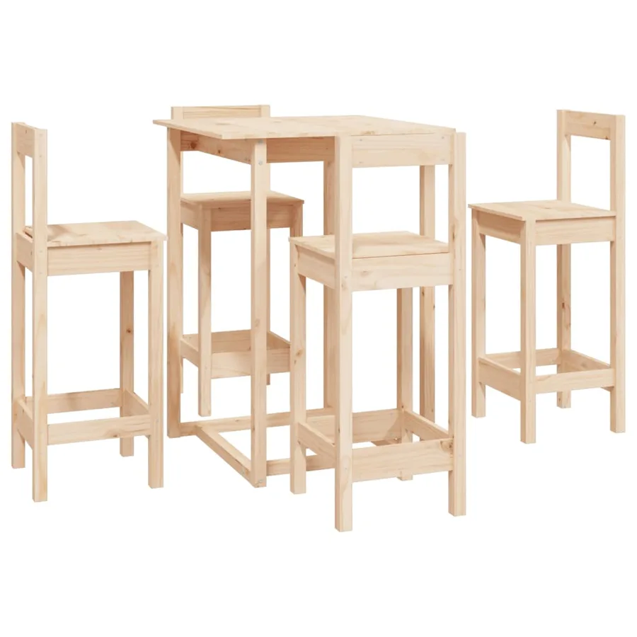 Ensemble de bar 5 pcs Bois de pin massif - 2