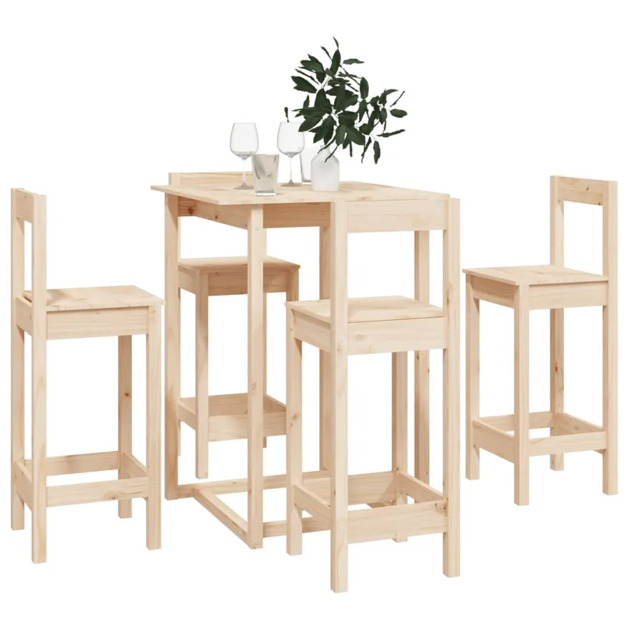 Ensemble de bar 5 pcs Bois de pin massif - 7