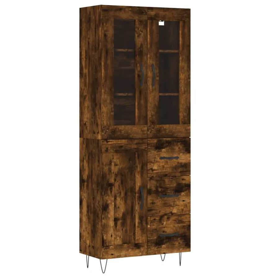 Buffet haut Chêne fumé 69,5x34x180 cm Bois d'ingénierie - 2