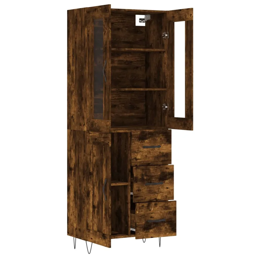 Buffet haut Chêne fumé 69,5x34x180 cm Bois d'ingénierie - 4