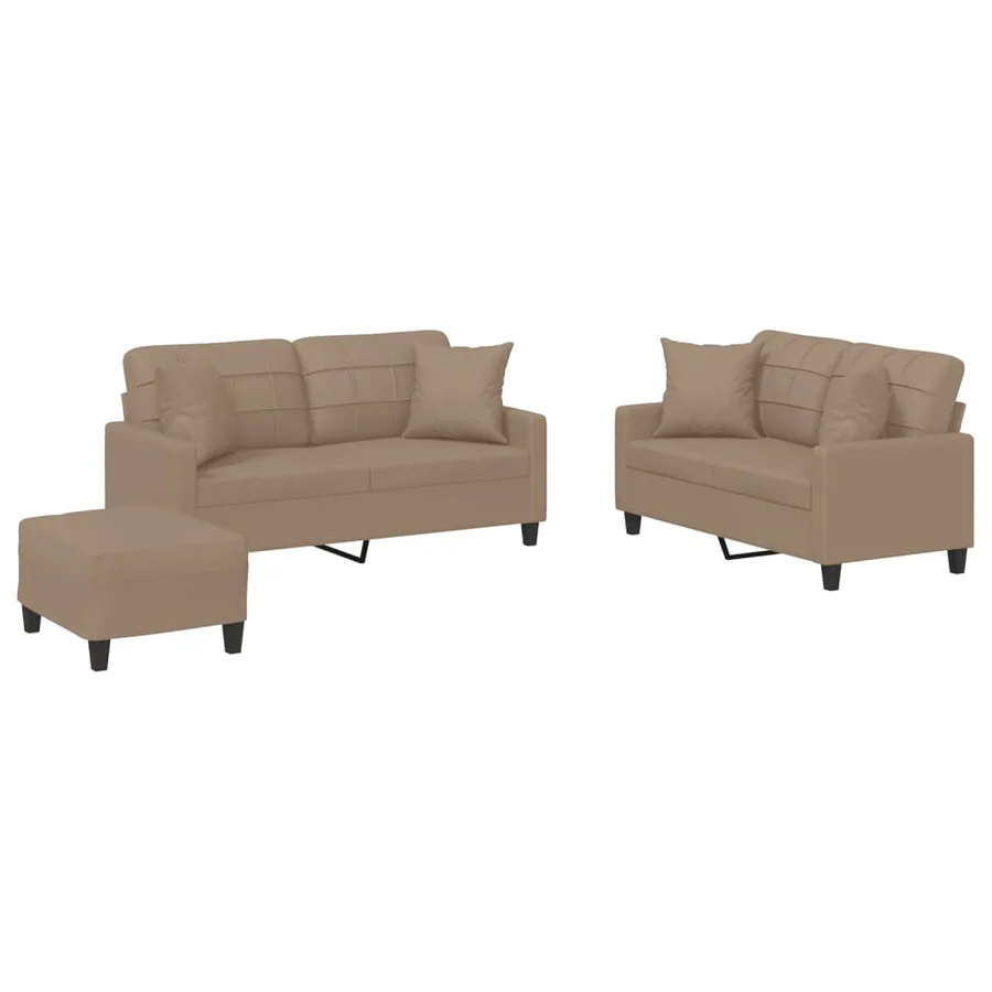 Ensemble de canapés 3 pcs avec coussins cappuccino similicuir - 2
