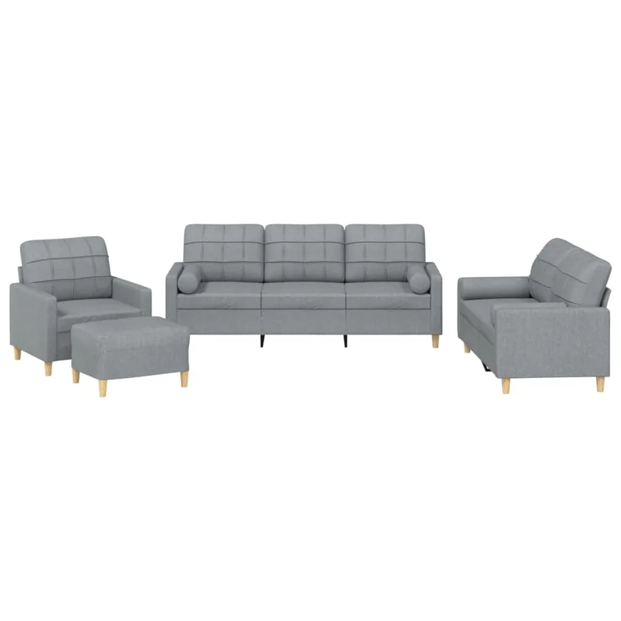 Ensemble de canapés 4 pcs coussins gris clair tissu - 2