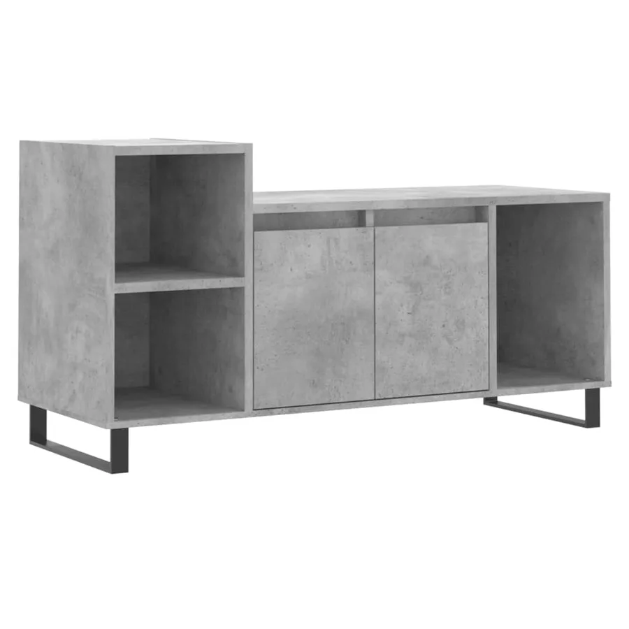 Meuble TV Gris béton 100x35x55 cm Bois d'ingénierie - 2