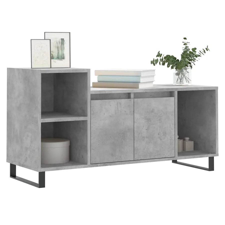 Meuble TV Gris béton 100x35x55 cm Bois d'ingénierie - 3