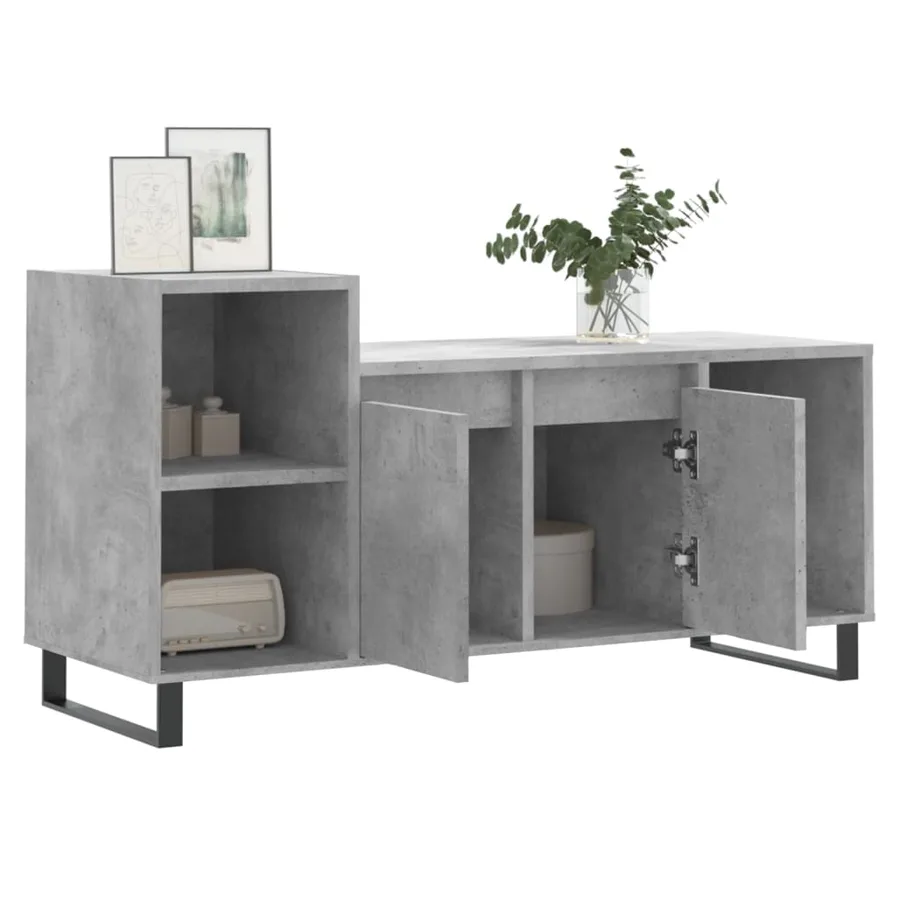 Meuble TV Gris béton 100x35x55 cm Bois d'ingénierie - 4