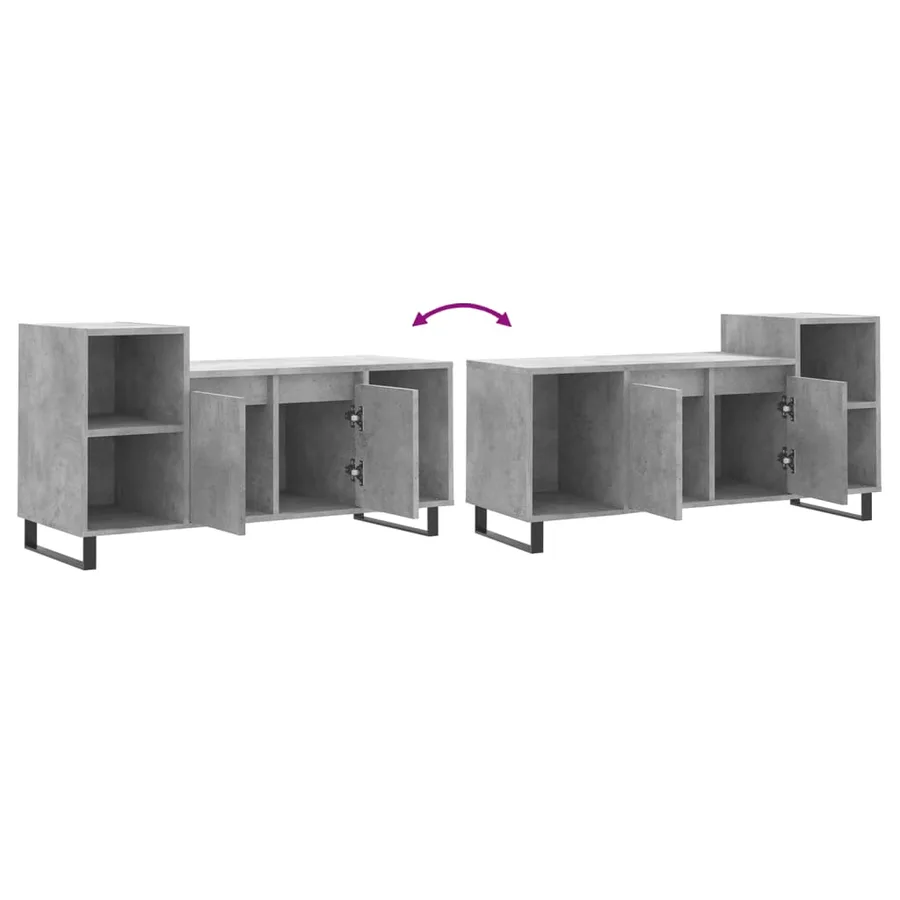 Meuble TV Gris béton 100x35x55 cm Bois d'ingénierie - 9