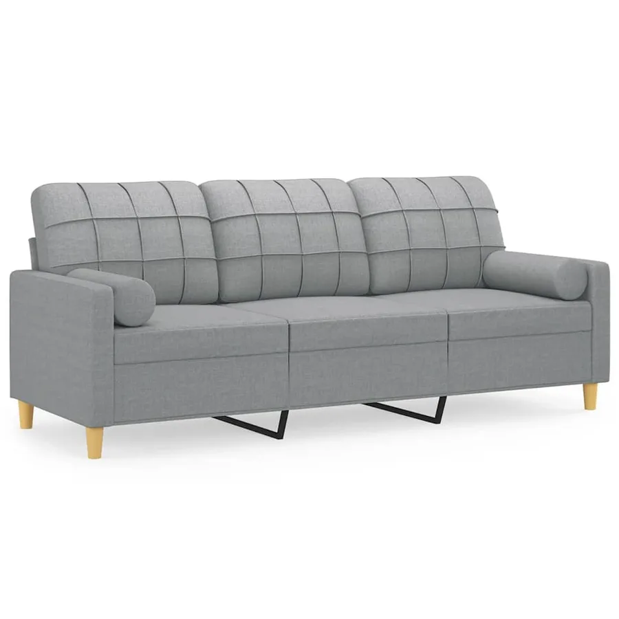 Canapé 3 places avec oreillers gris clair 180 cm tissu - 2