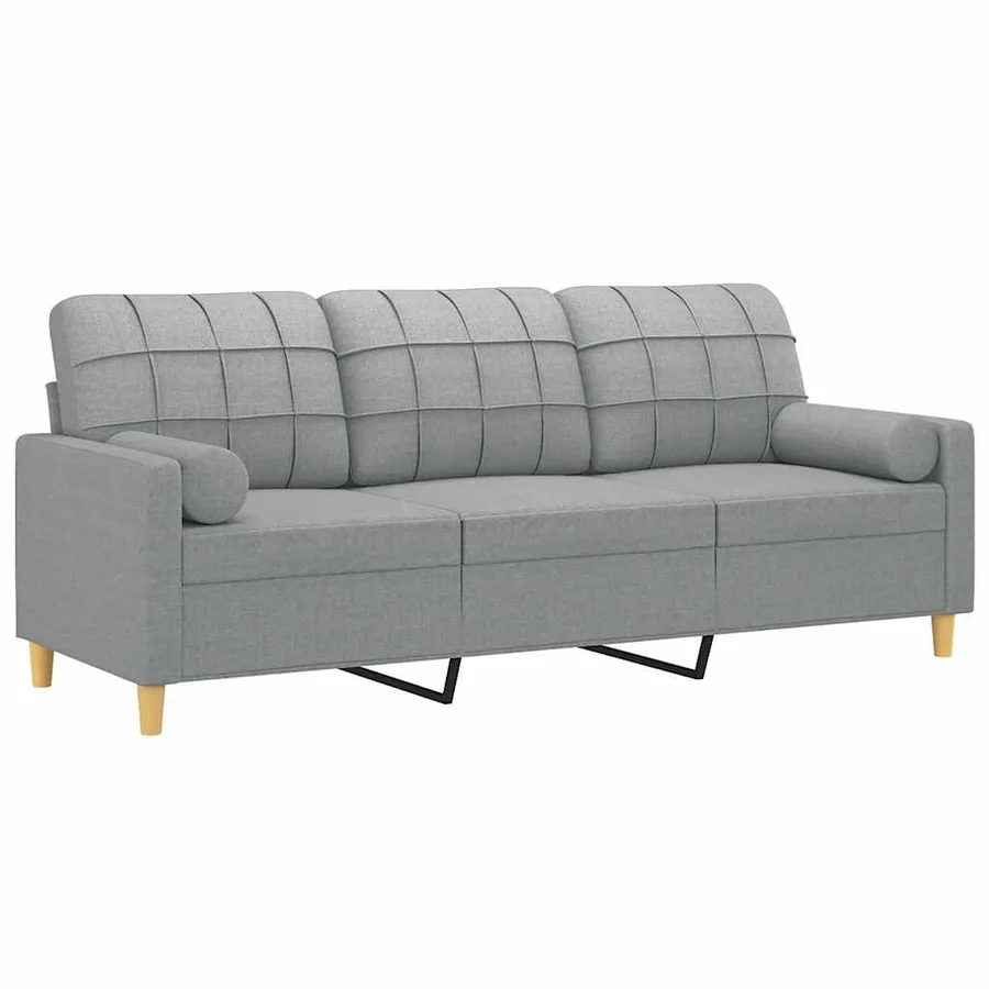 Canapé 3 places avec oreillers gris clair 180 cm tissu - 3