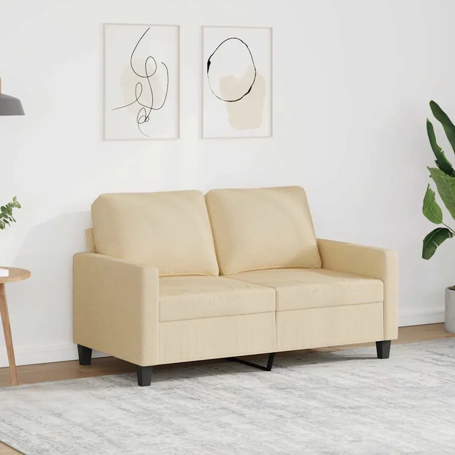 Canapé à 2 places Crème 120 cm Tissu