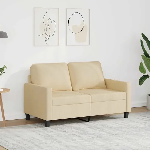 Canapé à 2 places Crème 120 cm Tissu