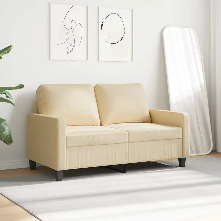 Canapé à 2 places Crème 120 cm Tissu - 3