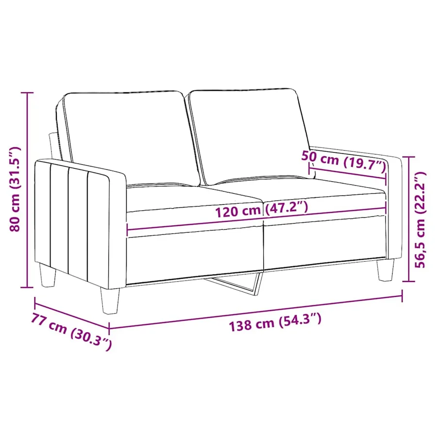 Canapé à 2 places Crème 120 cm Tissu - 9
