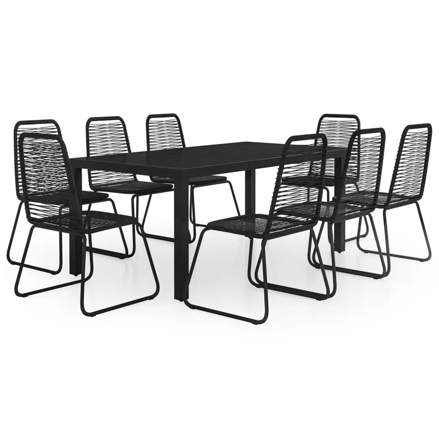 Ensemble à manger de jardin 9 pcs PVC résine tressée noir - 2