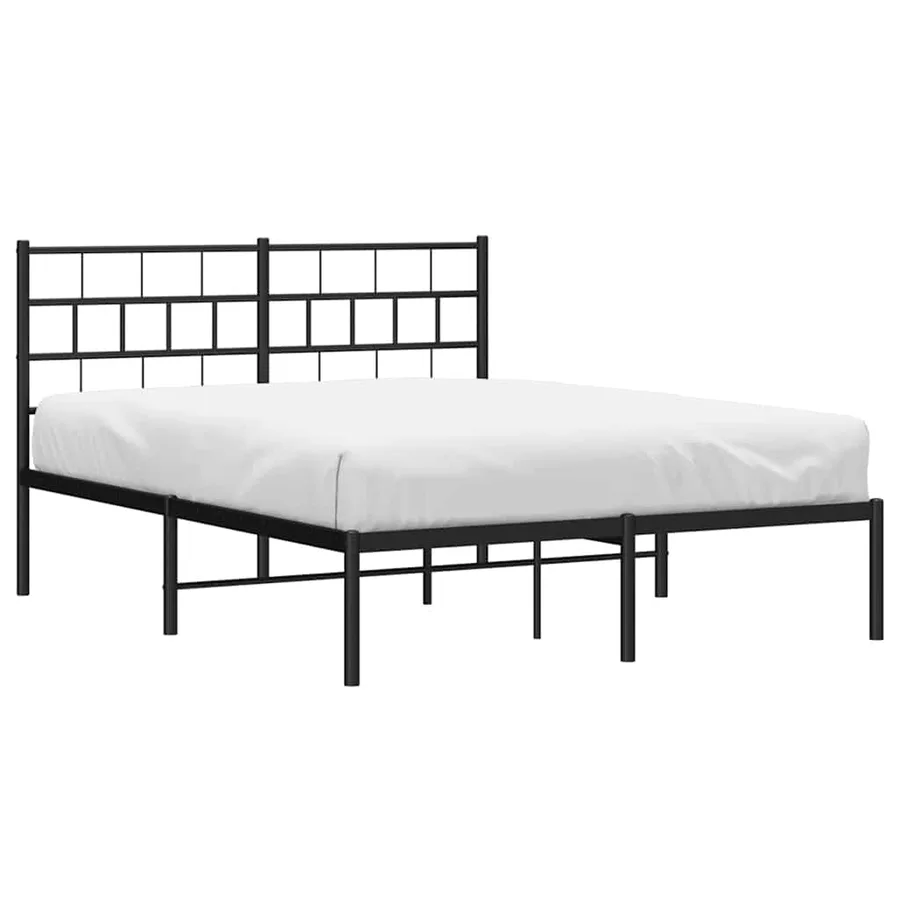 Cadre de lit métal sans matelas avec tête de lit noir 135x190cm - 3