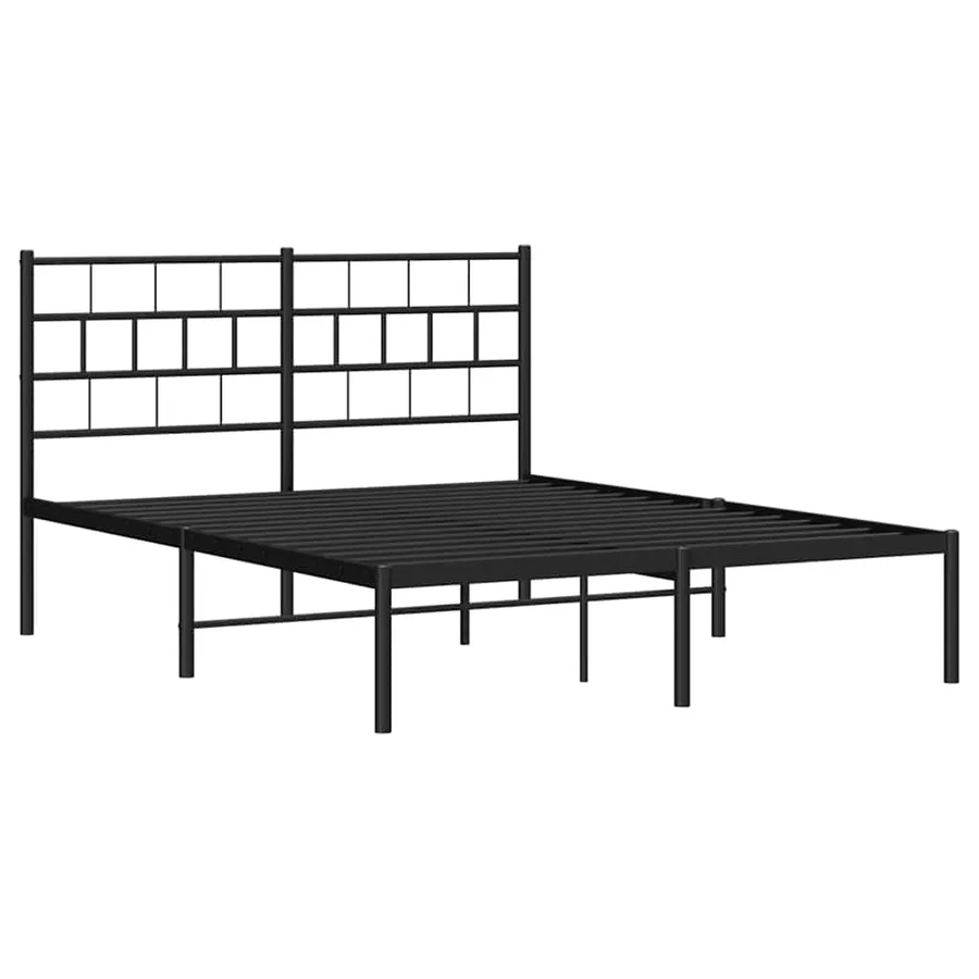 Cadre de lit métal sans matelas avec tête de lit noir 135x190cm - 5