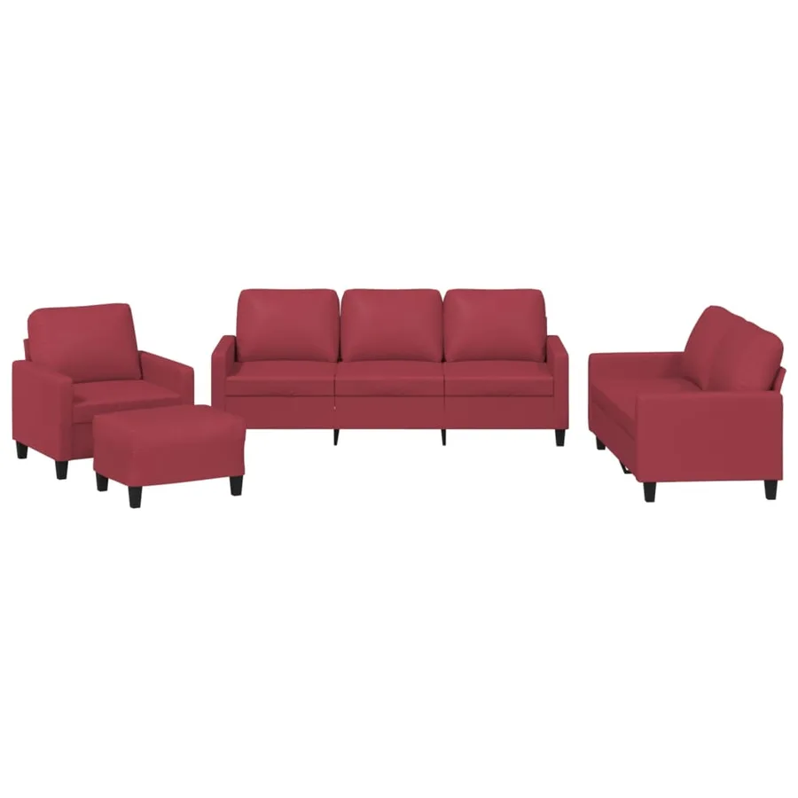 Ensemble de canapés 4 pcs et coussins Rouge bordeaux Similicuir - 2