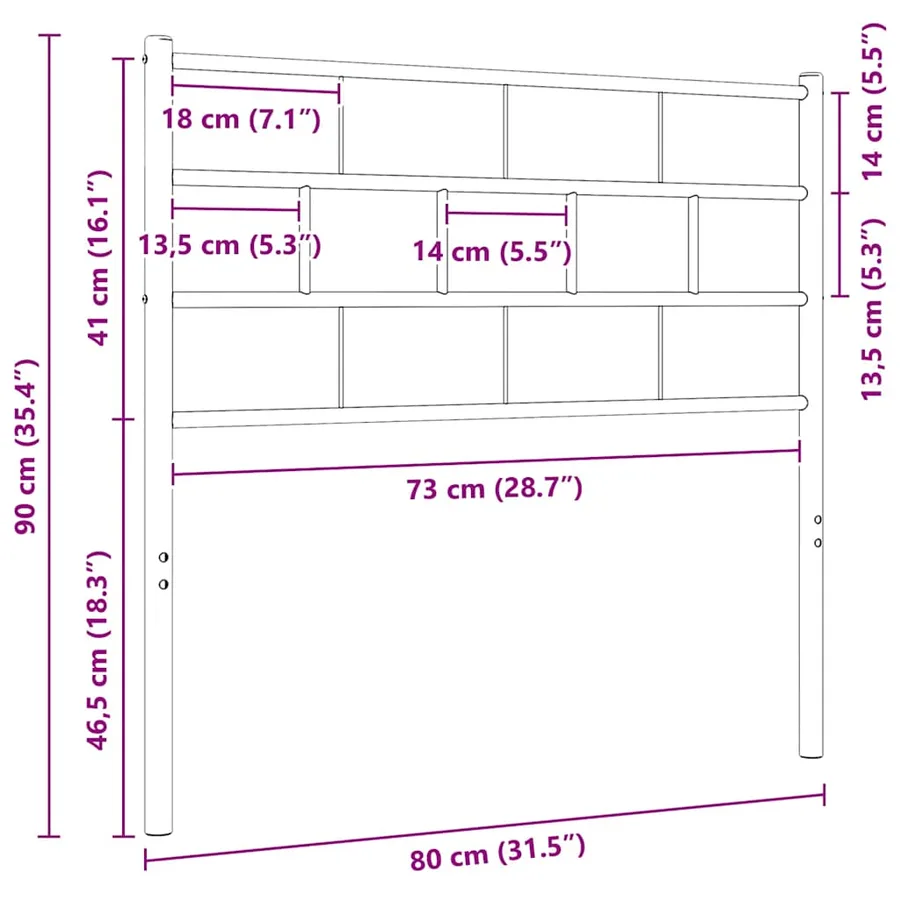 Tête de lit de remplacement métal noir 75 cm - 6