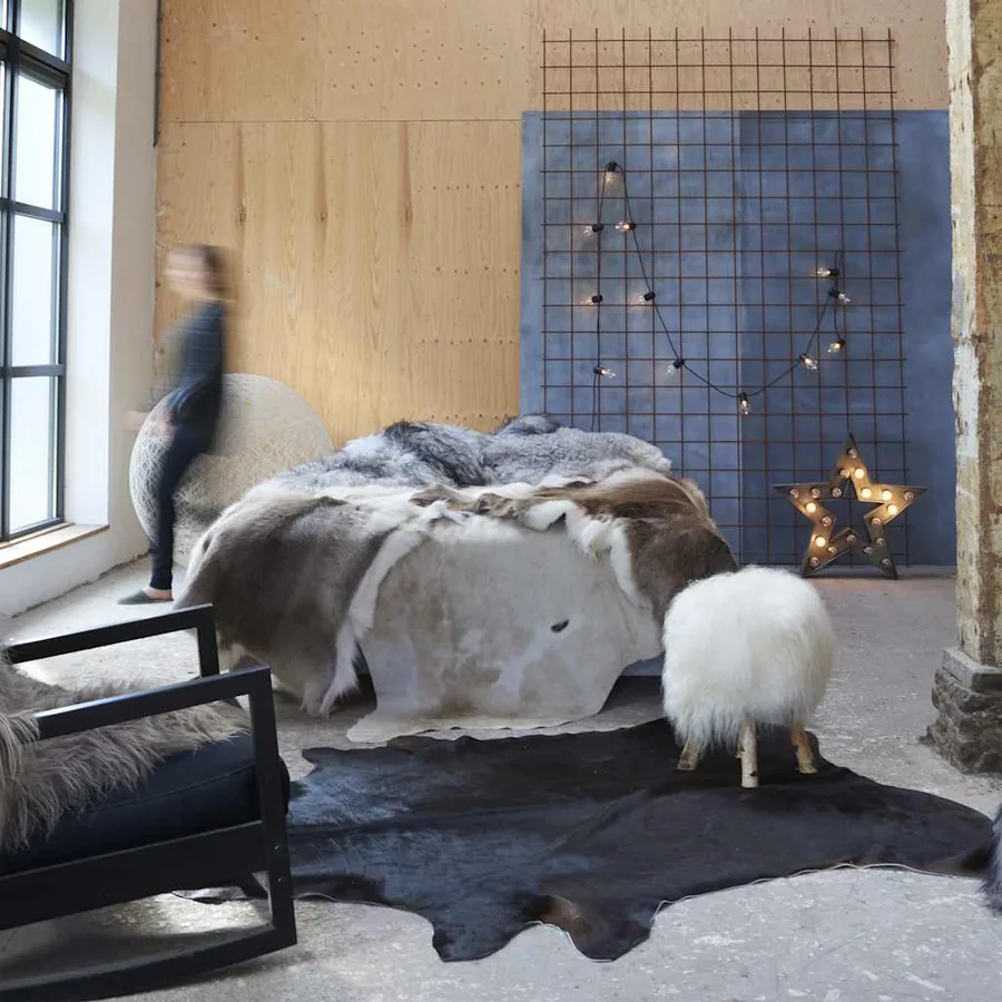 Tapis en peau de vache véritable noir 180x220 cm