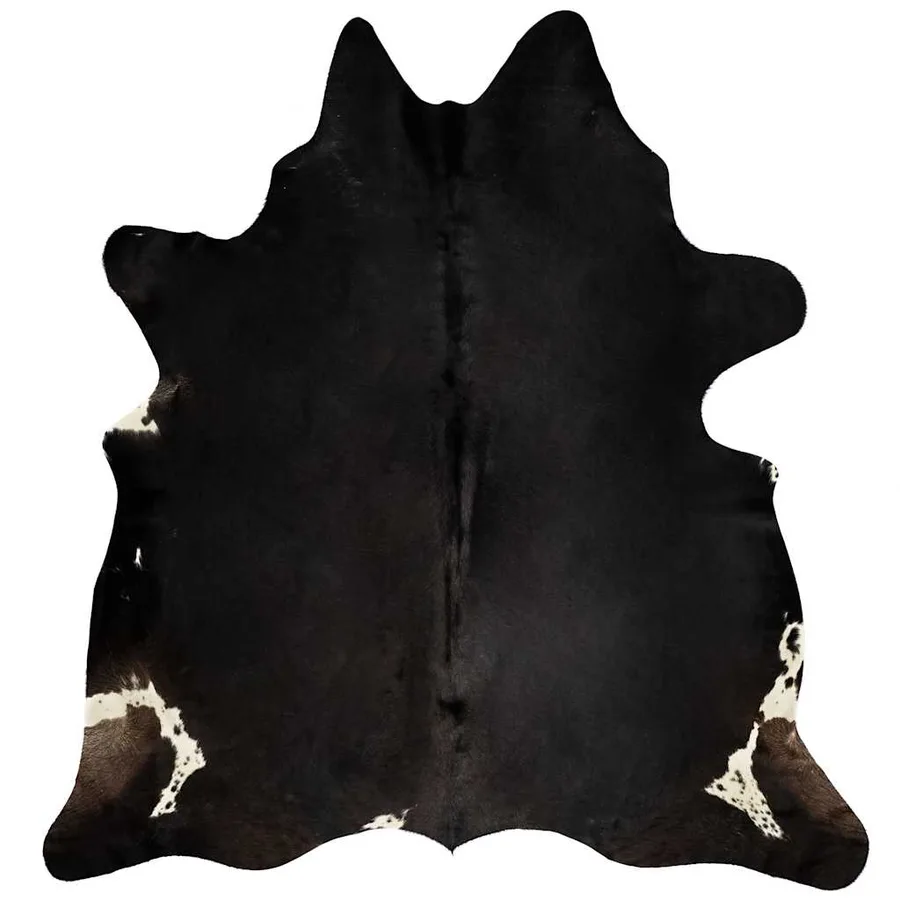 Tapis en peau de vache véritable noir 180x220 cm - 6