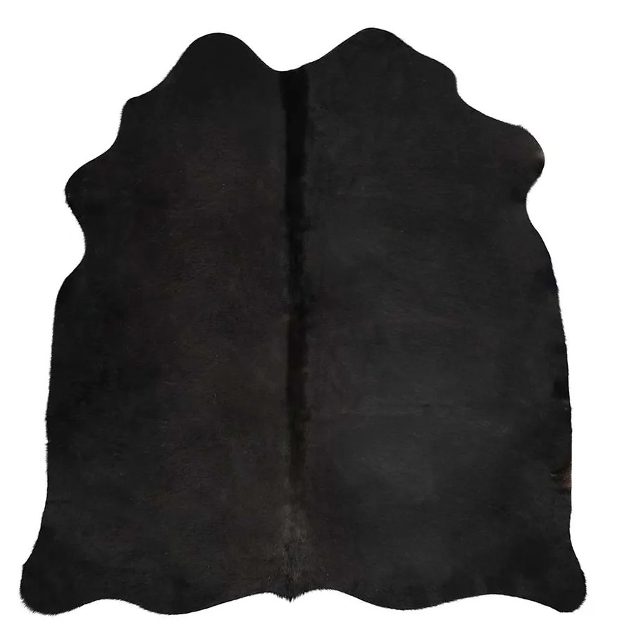 Tapis en peau de vache véritable noir 180x220 cm - 8