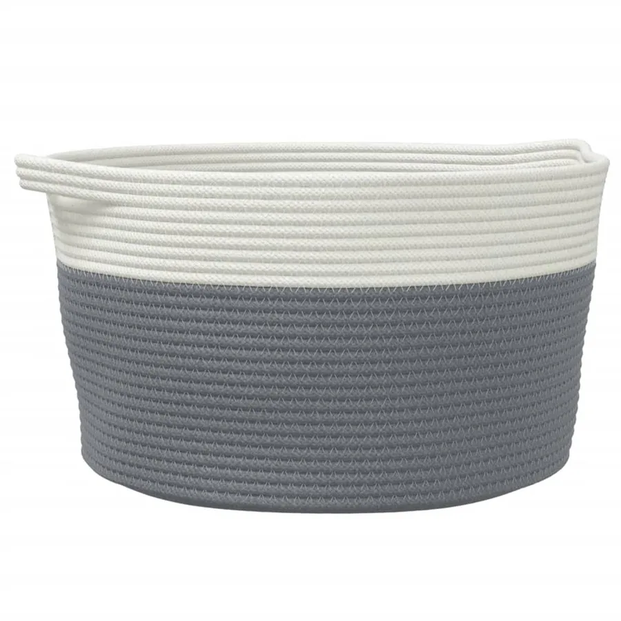 Panier de rangement gris et blanc Ø40x25 cm coton - 2