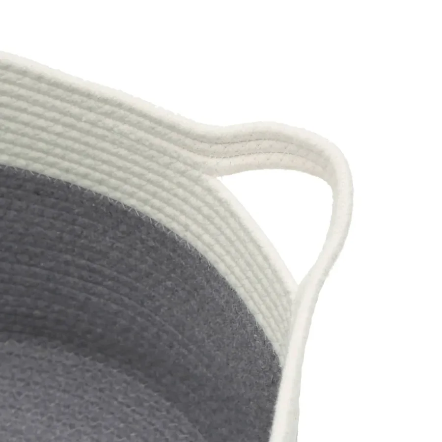 Panier de rangement gris et blanc Ø40x25 cm coton - 6