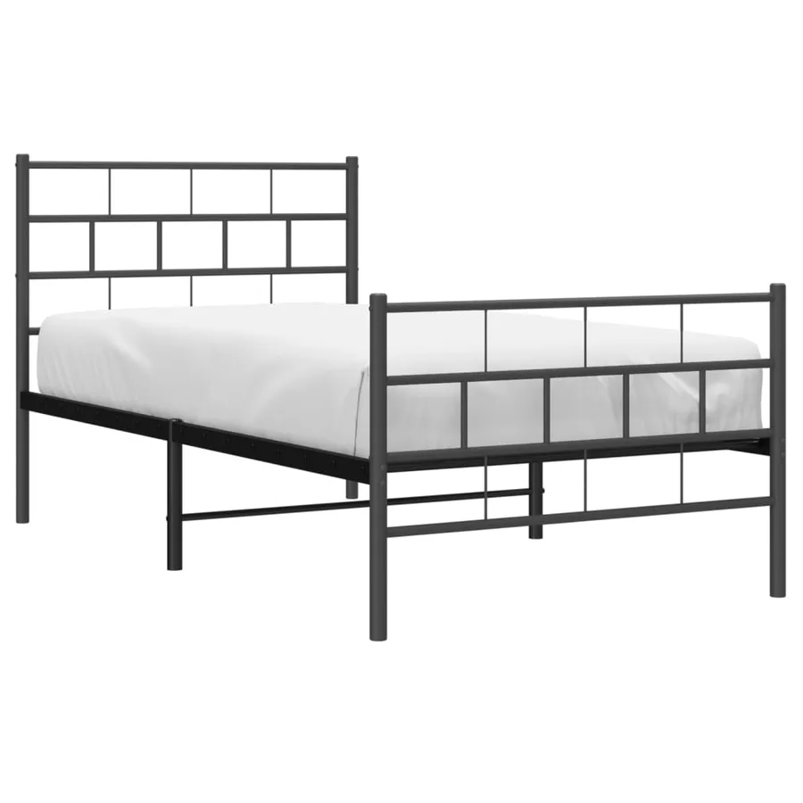 Cadre de lit métal sans matelas avec pied de lit noir 90x200 cm - 3