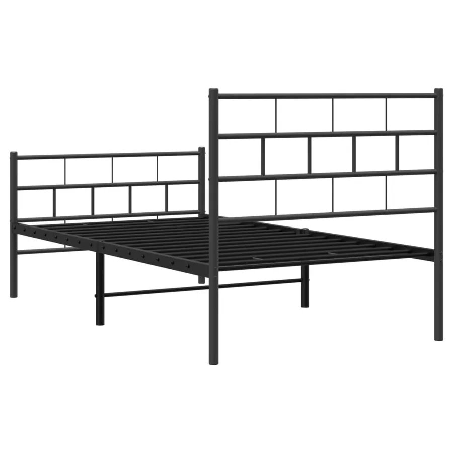 Cadre de lit métal sans matelas avec pied de lit noir 90x200 cm - 7