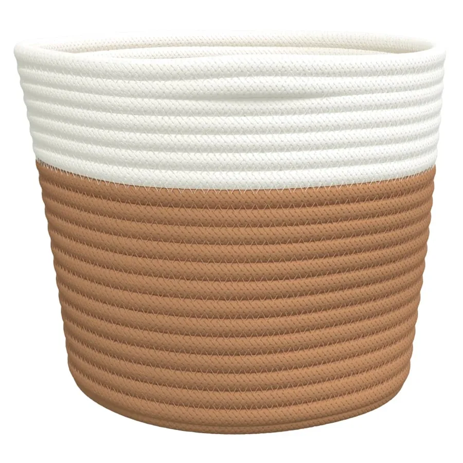Paniers de rangement 2 pcs marron et blanc Ø24x18 cm coton - 6